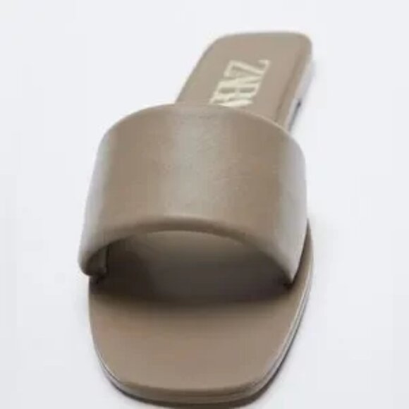 NWT Zara Leather Slide Sandals - Sz 41/10 - Picture 6 of 8